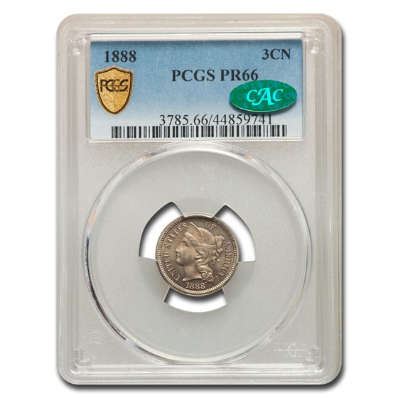 1888 Three Cent Nickel PR-66 PCGS CAC 1888 Three Cent Nickel PR-66 PCGS CAC